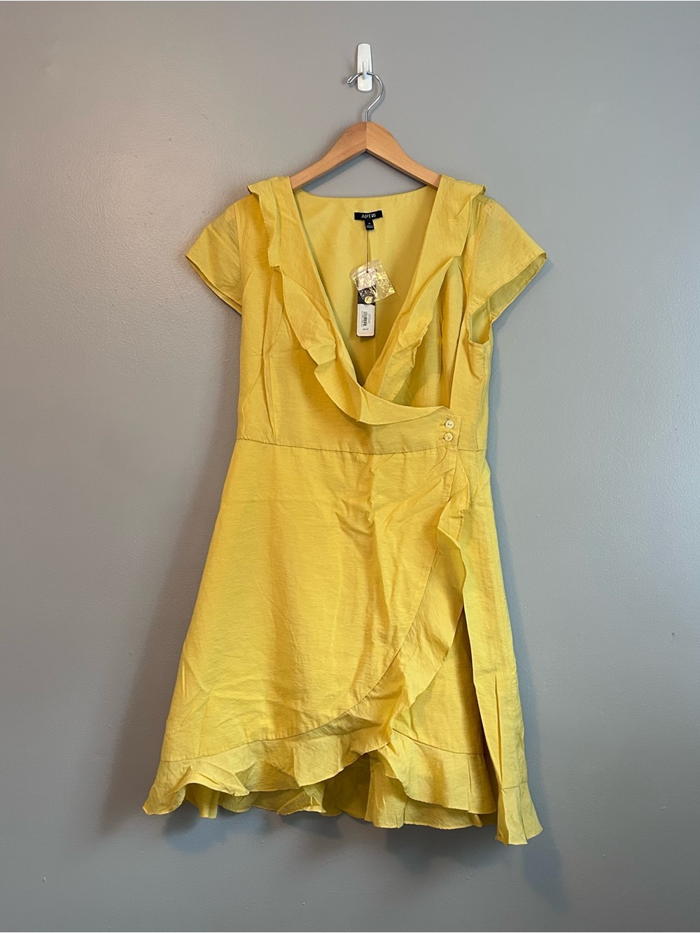 Apt. 9 Yellow Ruffle Wrap Midi Dress